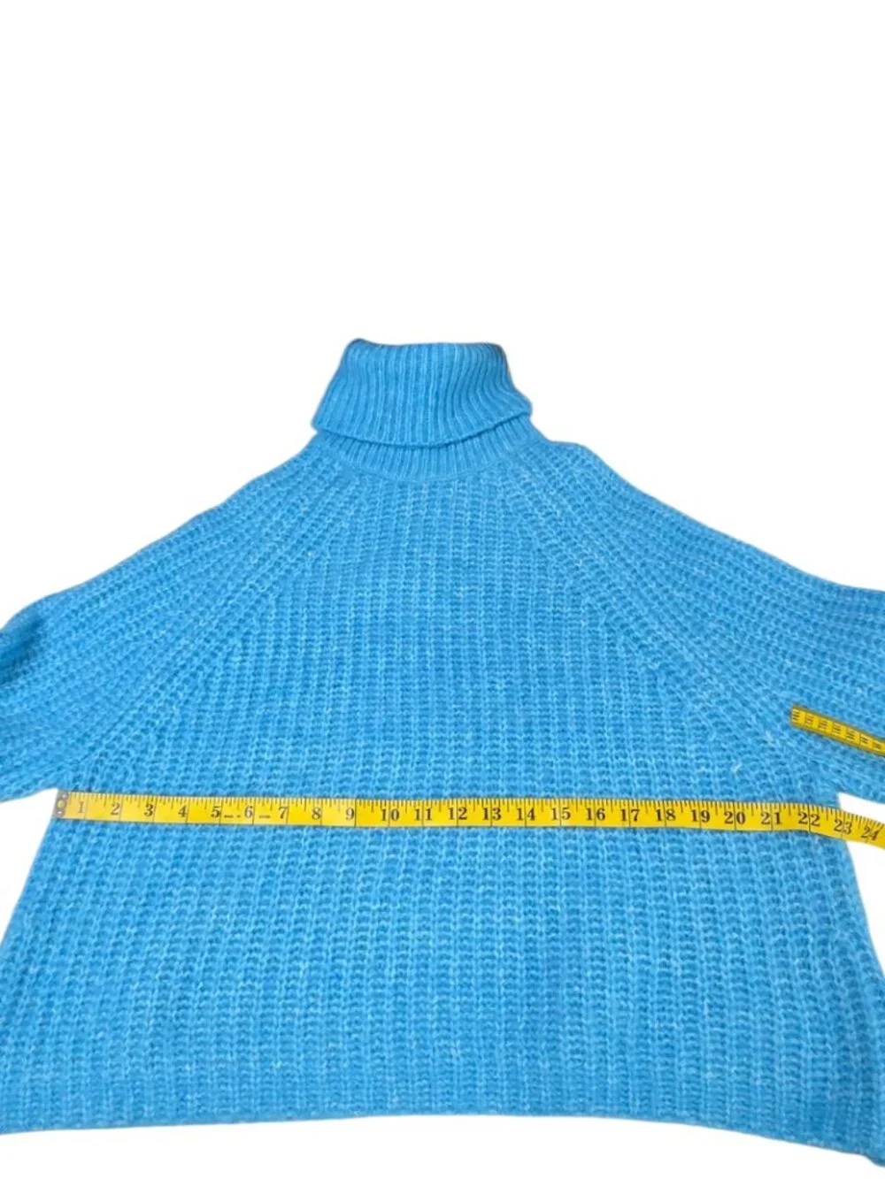 Zara Long Sleeve Turtleneck Knit Sweater, Blue, Pullover, Size M - Picture 5 of 7